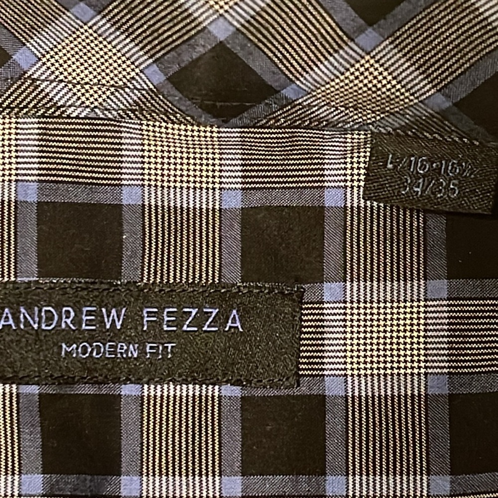 ANDREW FEZZA Button Down Shirt. Size 16- 16 1/2. 34/35 sleeve - Picture 9 of 11